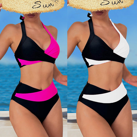High-Waist Sexy Two-Piece Bikini Set | Women's Nylon Swimwear