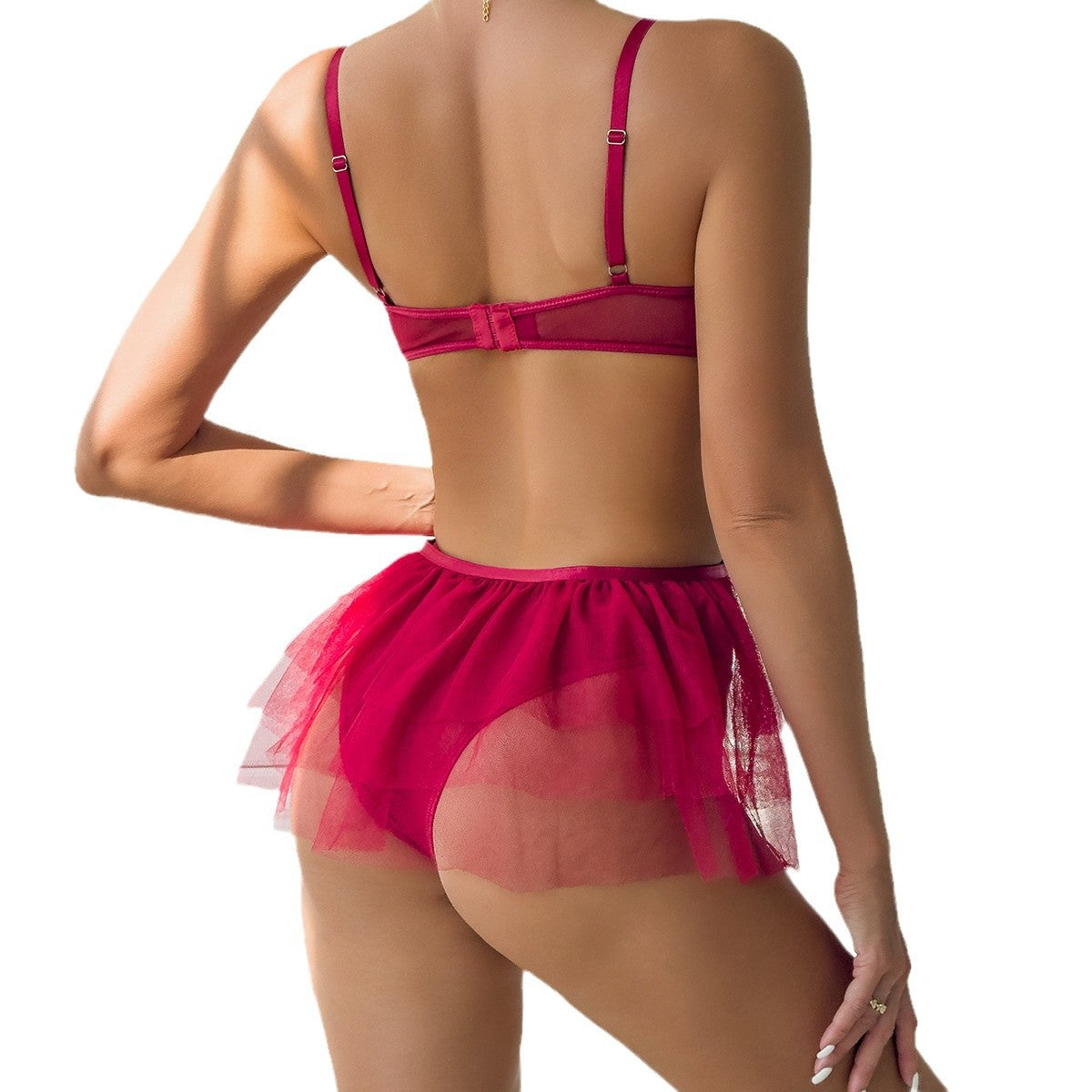 Creative Two-Way Wearable Detachable Mesh Embroidery Splicing Cross Hollow Waist Revealing Bodysuit