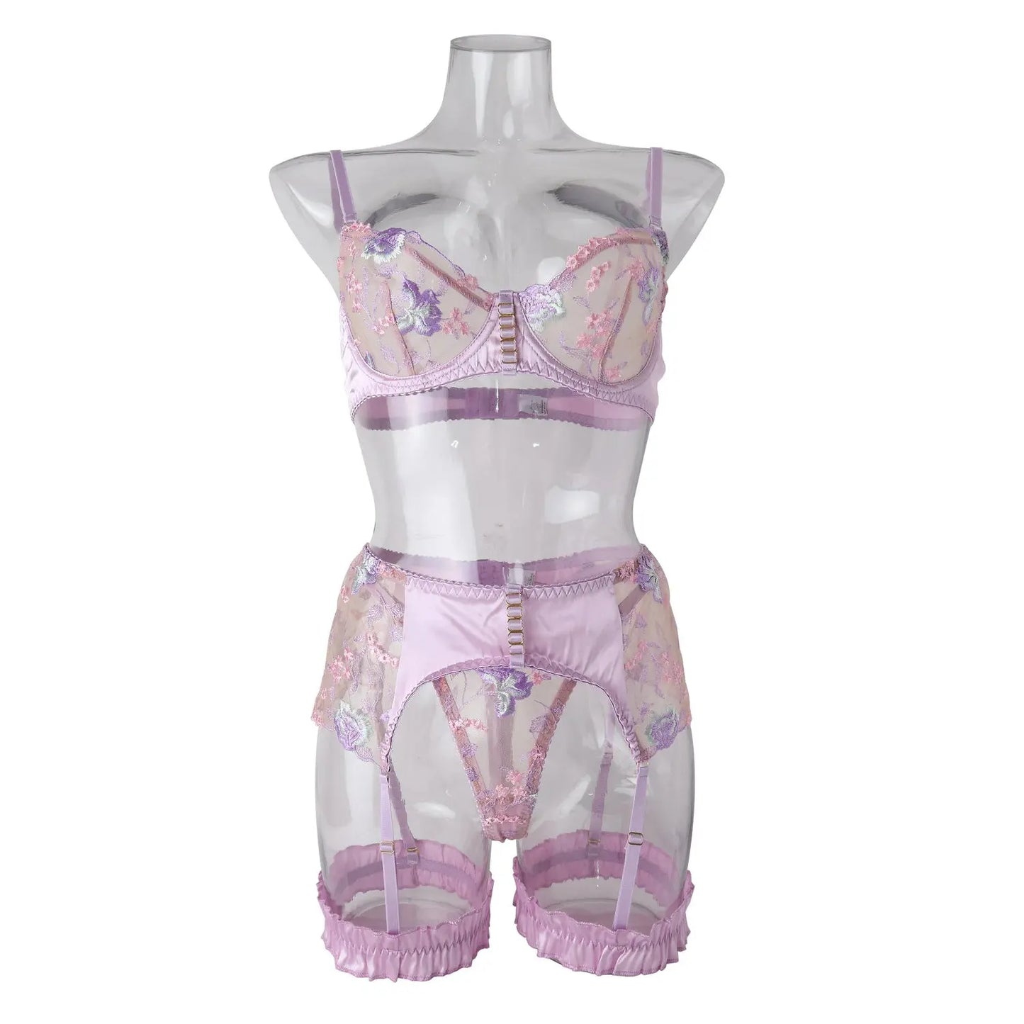 New hot selling lace perspective sexy lingerie set embroidered bra eprolo