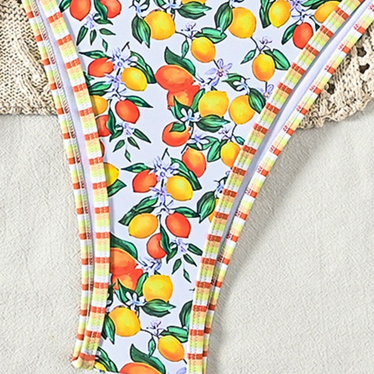 Women's Fruit Print Tie-Strap Sexy Bikini Two-Piece Swimsuit eprolo
