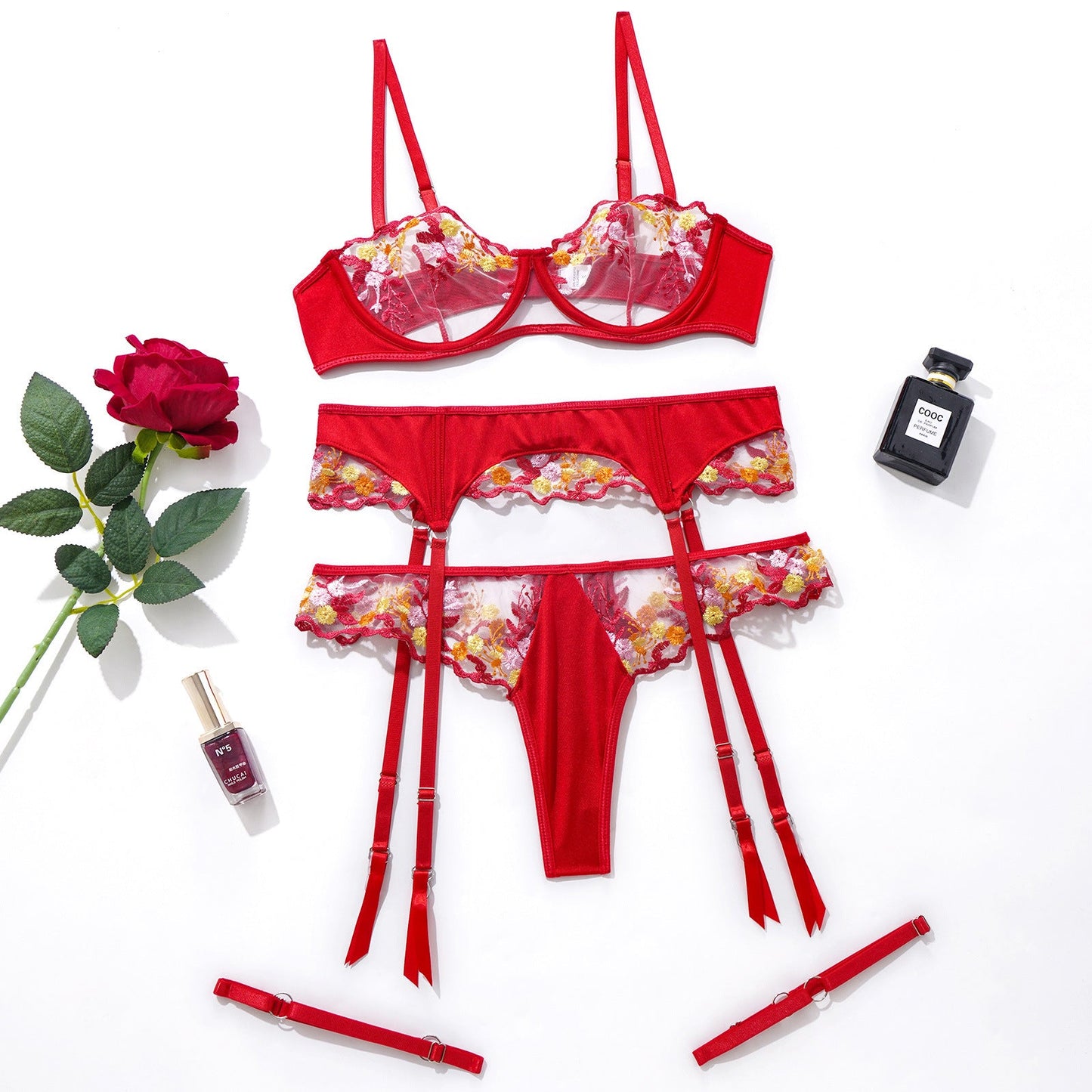Sexy Embroidered Bra Set, Underwear, garter Belt, Sexy Underwear eprolo