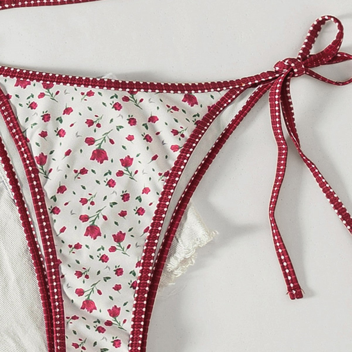 Women's Floral Printed Tie-Strap Sexy Bikini Two-Piece Swimsuit eprolo