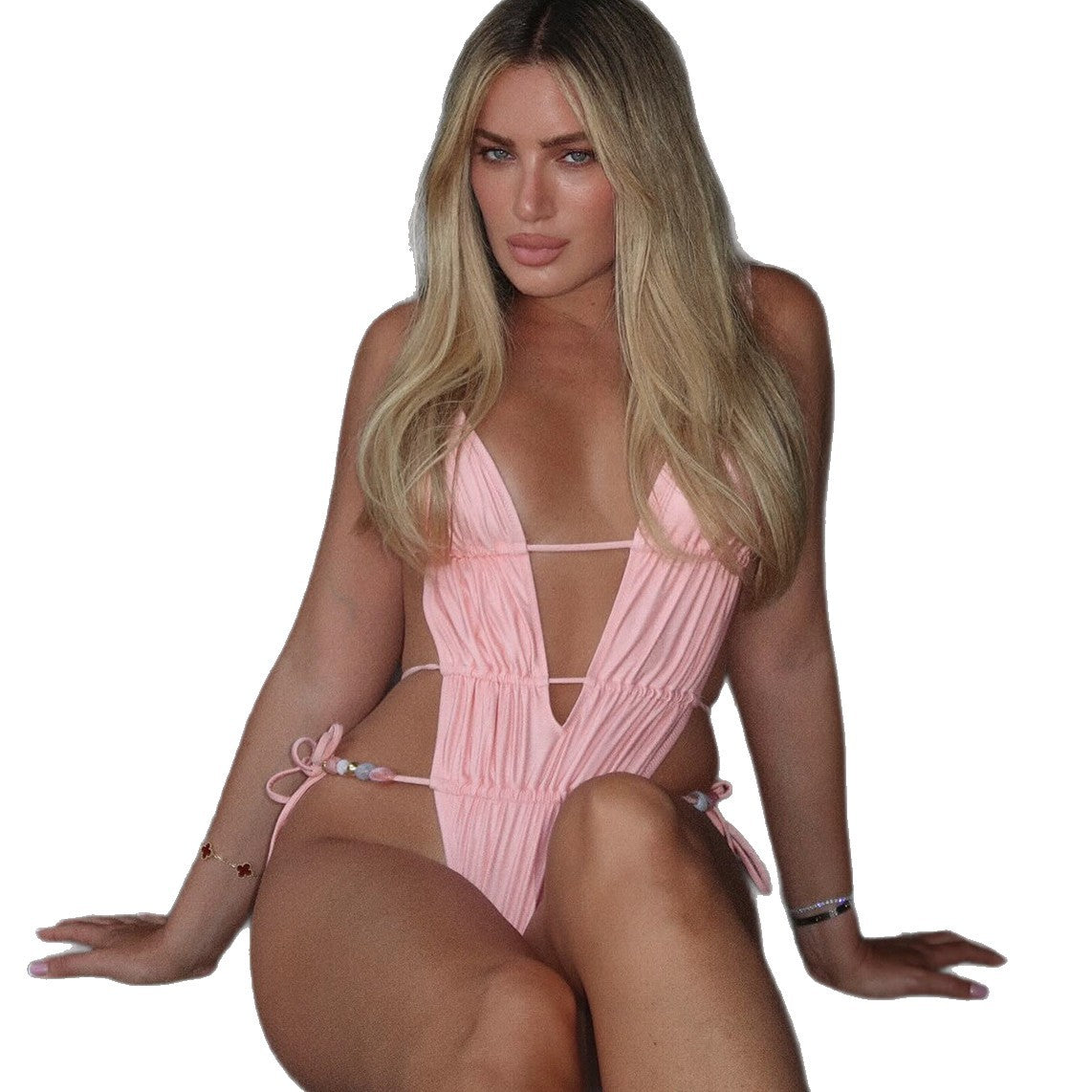 Pink Print High-Waist Padded One-Piece Swimsuit | Women's Swimwear