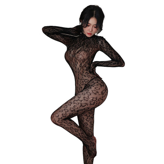 Tearable Mesh Bodysuit – Open Back Fishnet Lingerie for Women