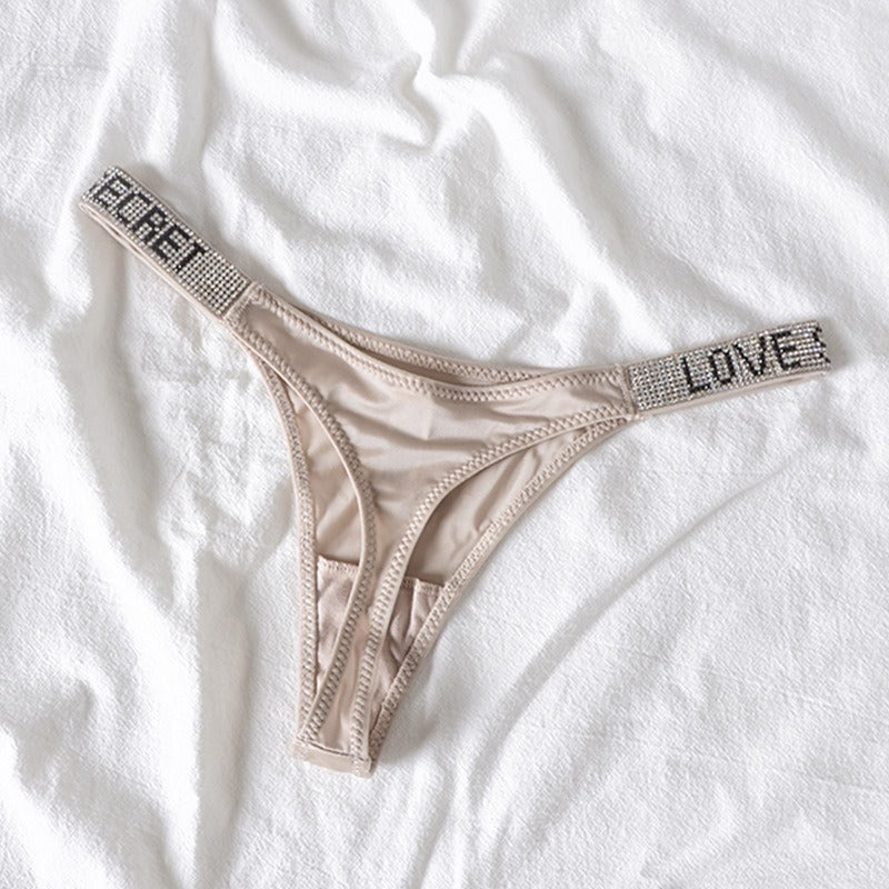 Sexy Low-rise T Pants Narrow Edge Water Diamond Underwear with Sports Sexy Hip Lift Thong Breathable Invisible Panties for Women eprolo