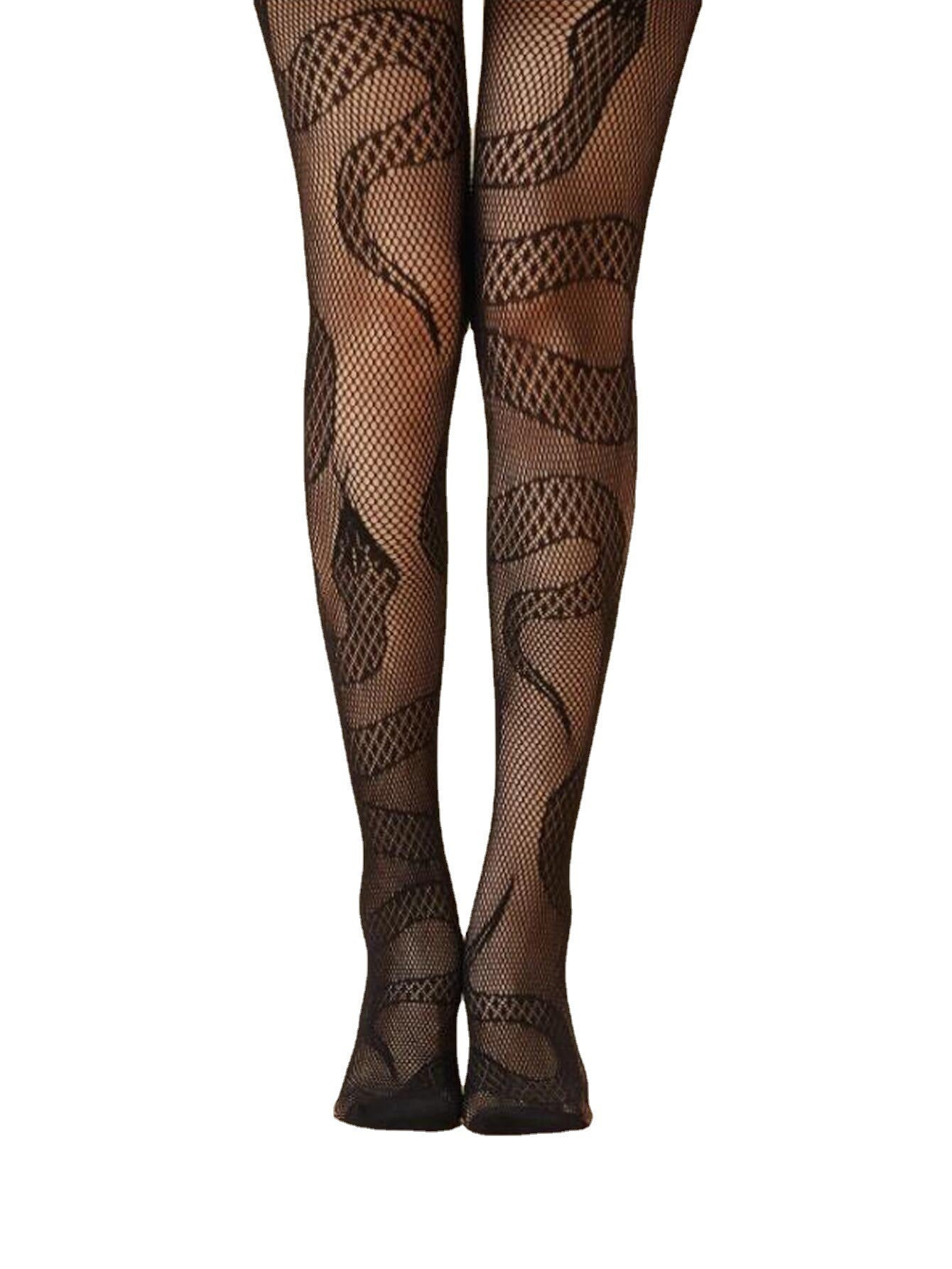 Fun mesh hollowed out stockings snake pattern jumpsuit animal stockings eprolo