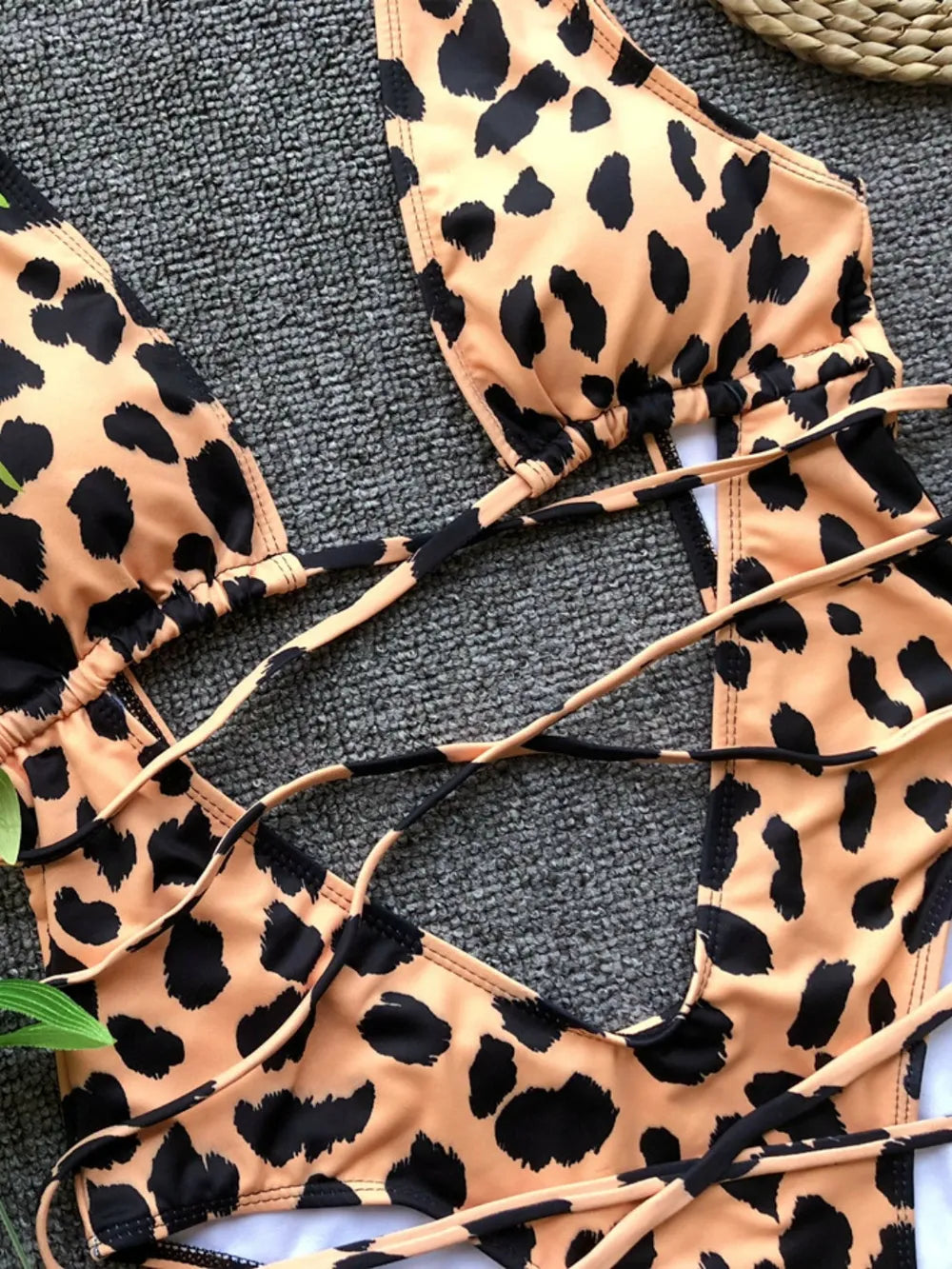 Snake Print Lace-Up Backless One-Piece Swimsuit | Women's Swimwear