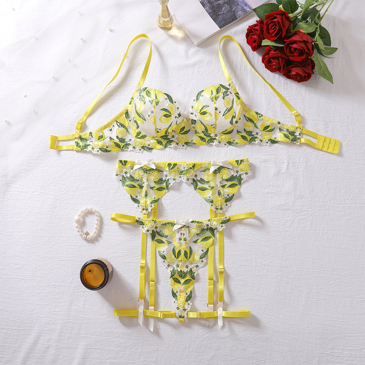 Mesh Perspective Fashion Sexy Pure Desire Temptation Underwear Fun Four Piece Set eprolo