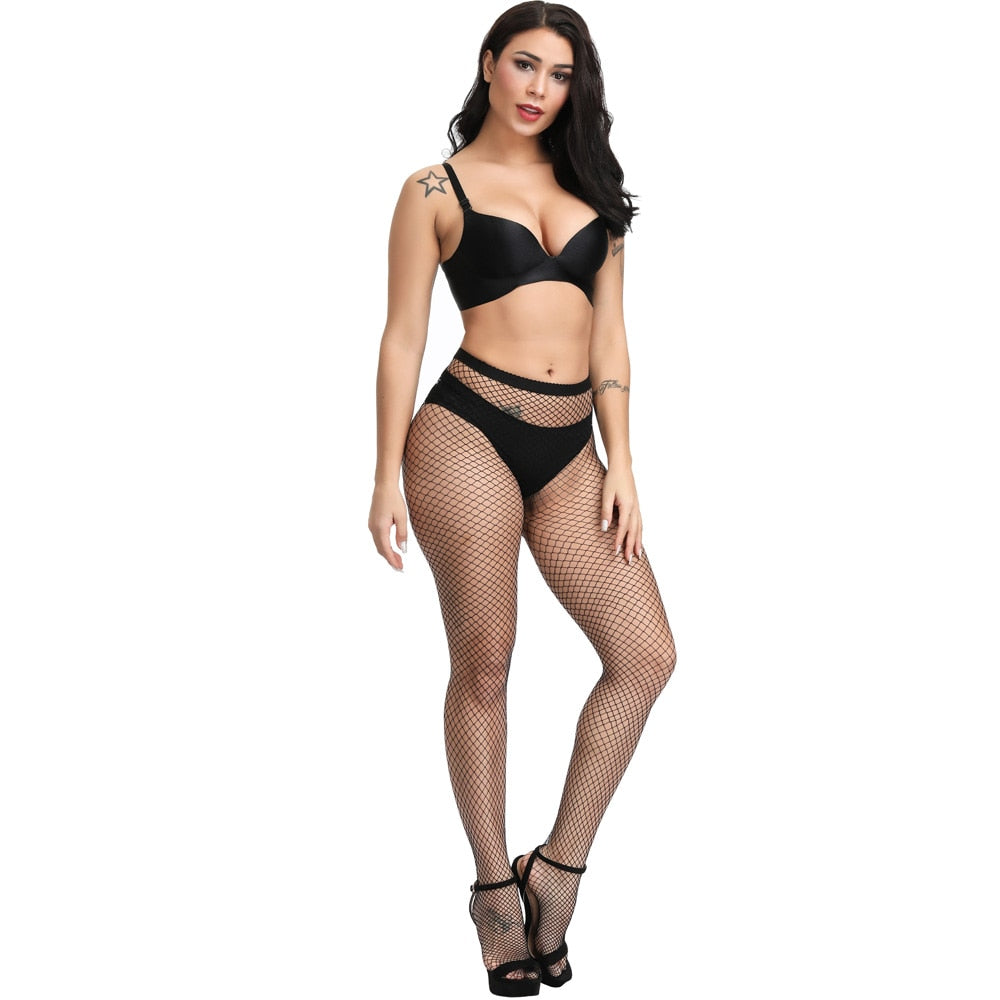 Plus size sexy women's crotchless fishnet bodystocking by eprolo, featuring open crotch and erotic lingerie design