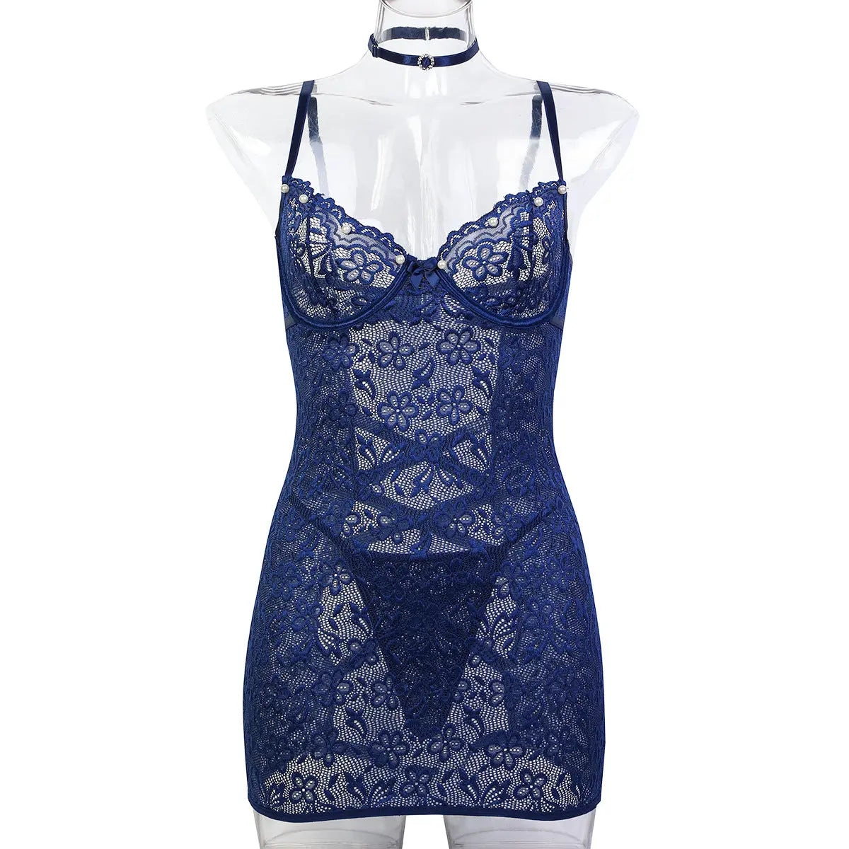 Lingerie Dress with Bra Cups and Beading, Non-Drop European and French Style Sheer Sexy Lingerie Strapless Fitted Dress eprolo