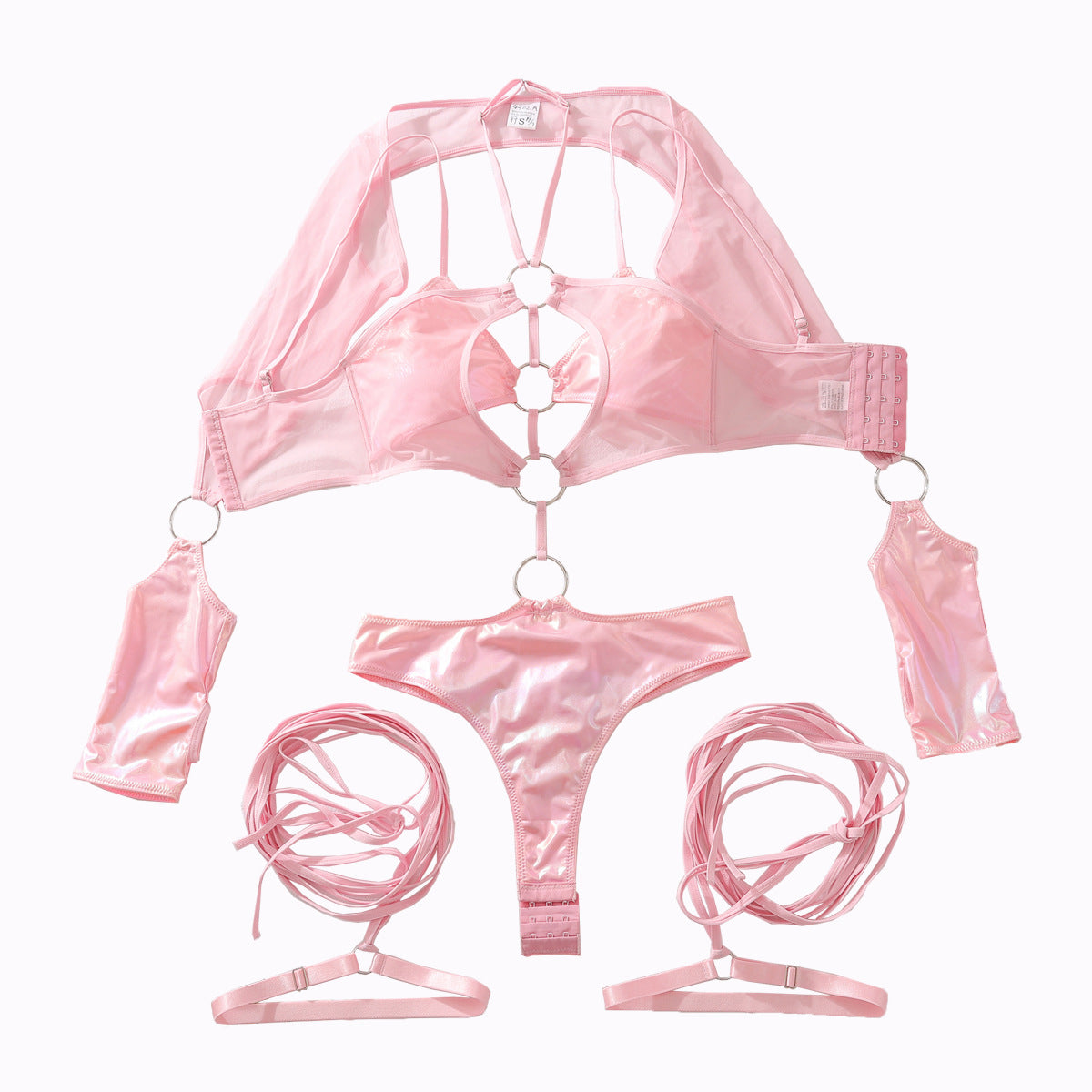 New Pure Desire Mesh Splicing Leather jumpsuit eprolo