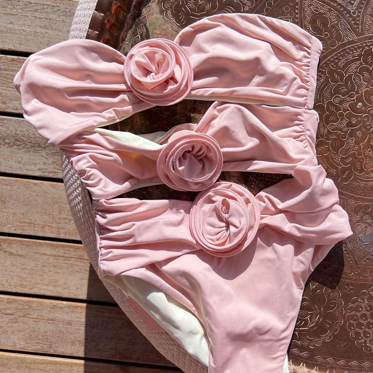 Solid Color Padded One-Piece Swimsuit | Women's Nylon Swimwear