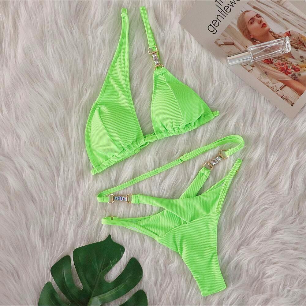 Crystal Diamond Stripe Tied Bikini Set | Women's Luxury Swimwear