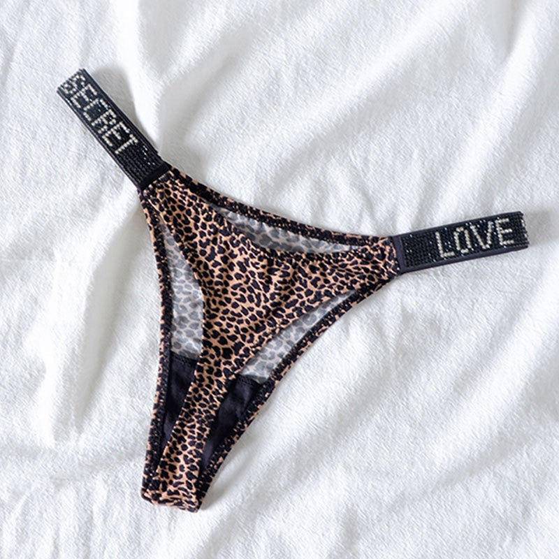 Sexy Low-rise T Pants Narrow Edge Water Diamond Underwear with Sports Sexy Hip Lift Thong Breathable Invisible Panties for Women eprolo