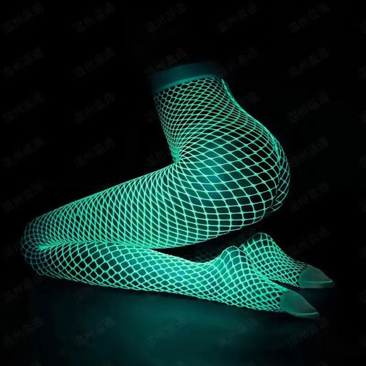 Glow In The Dark Pantyhose Sexy Lingerie With Hollow Mesh Stockings And Fishnet Stockings eprolo