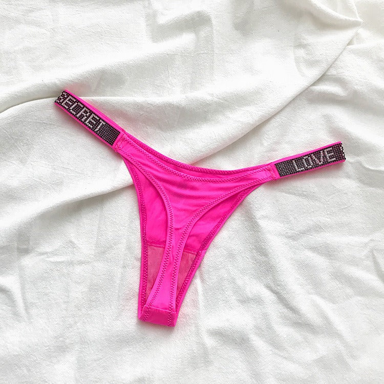 Sexy Low-rise T Pants Narrow Edge Water Diamond Underwear with Sports Sexy Hip Lift Thong Breathable Invisible Panties for Women eprolo