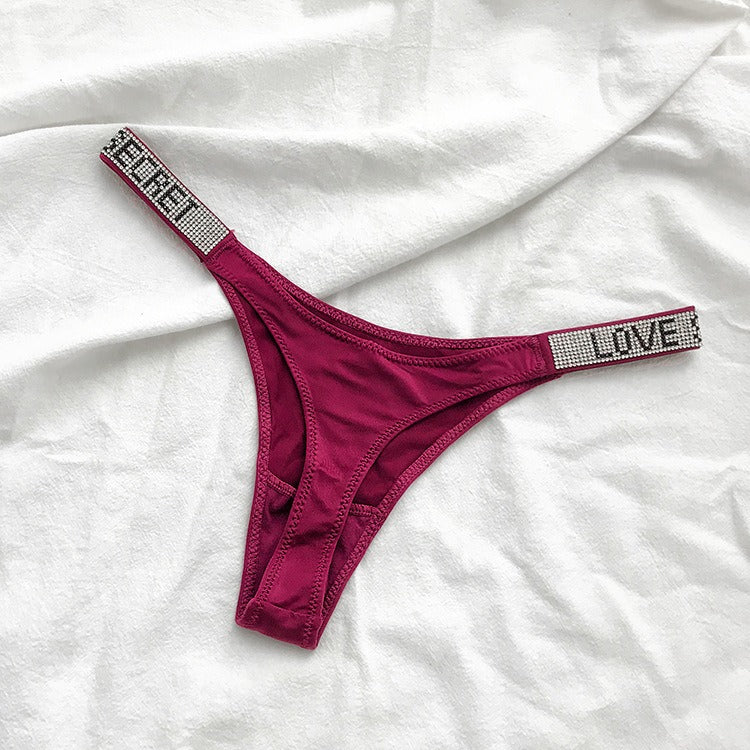 Sexy Low-rise T Pants Narrow Edge Water Diamond Underwear with Sports Sexy Hip Lift Thong Breathable Invisible Panties for Women eprolo
