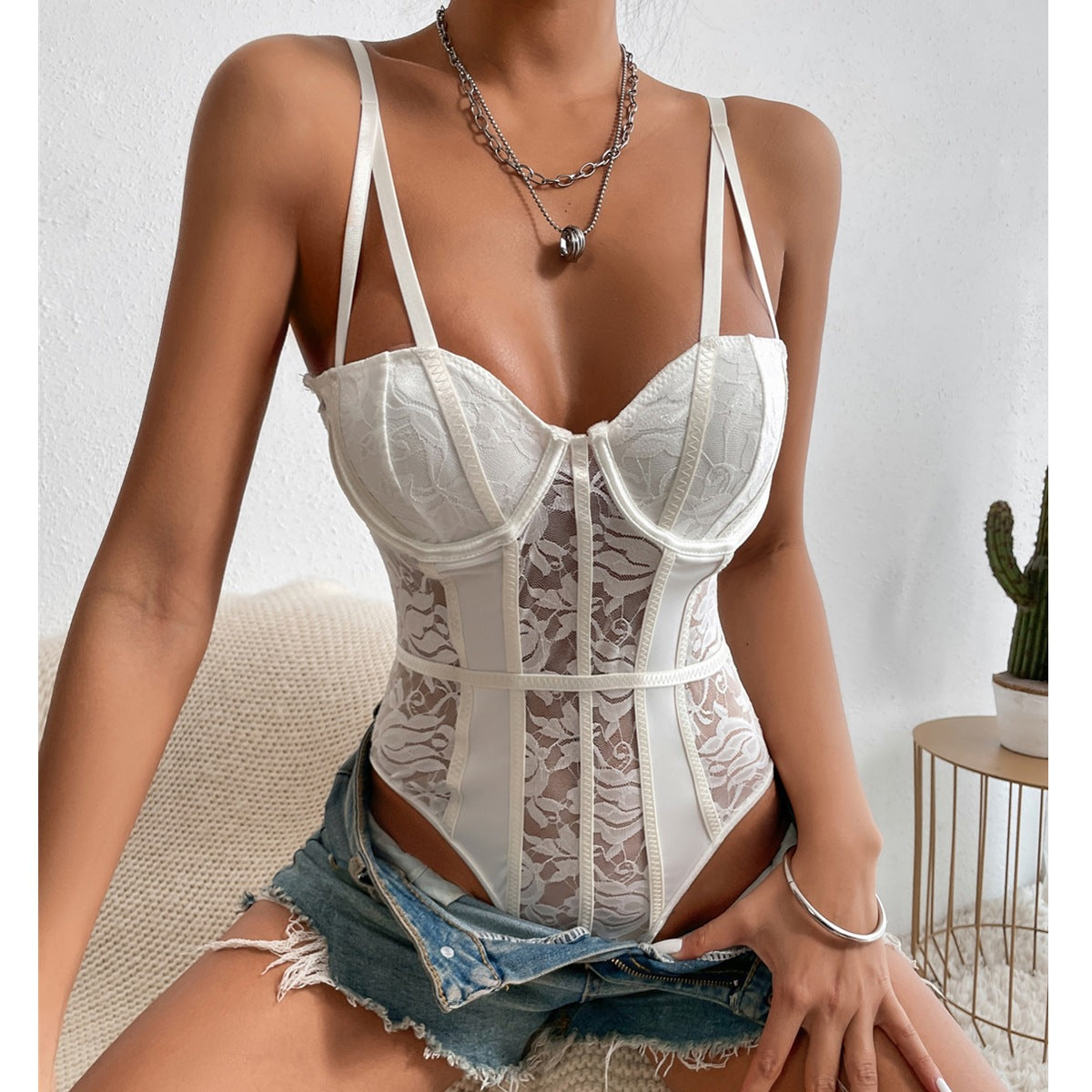 Women's Lace Splicing Jumpsuit – Sexy Unique Street Style Slim Fit Bodysuit