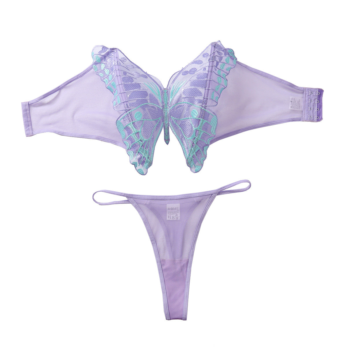 Thin sexy butterfly embroidered tube top suit mesh see-through sexy lingerie two-piece suit for women eprolo