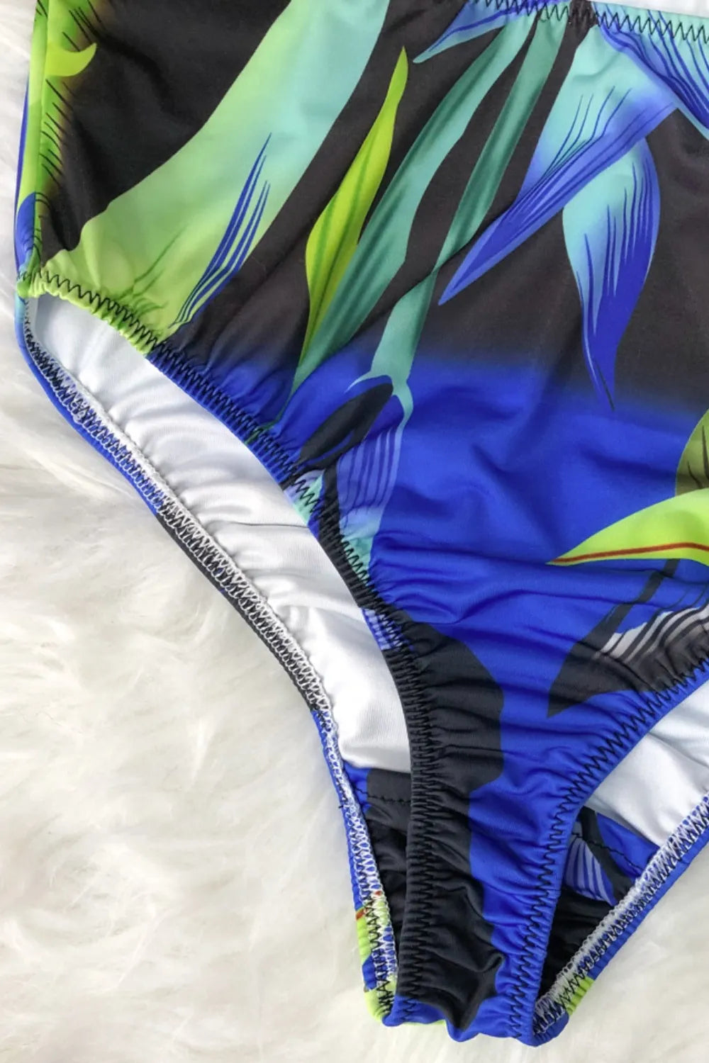 Abstract Print Halter Neck Tie-Up One-Piece Swimsuit | Women's Swimwear