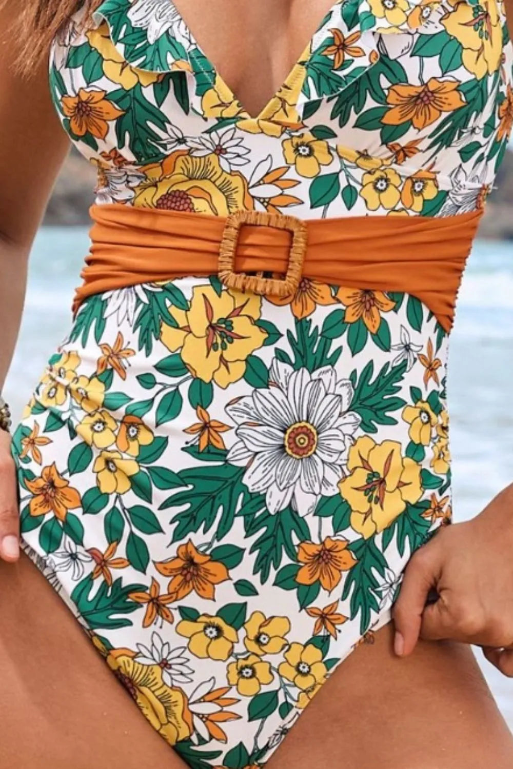 Ruffled One-Shoulder Belted One-Piece Swimsuit | Women's Swimwear