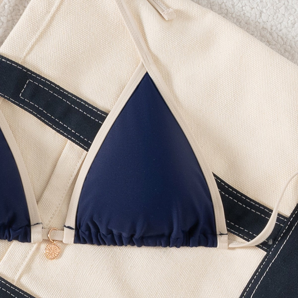 Swimwear Women Color Block Binding Strap Sexy Bikini Two-Piece Swimsuit eprolo