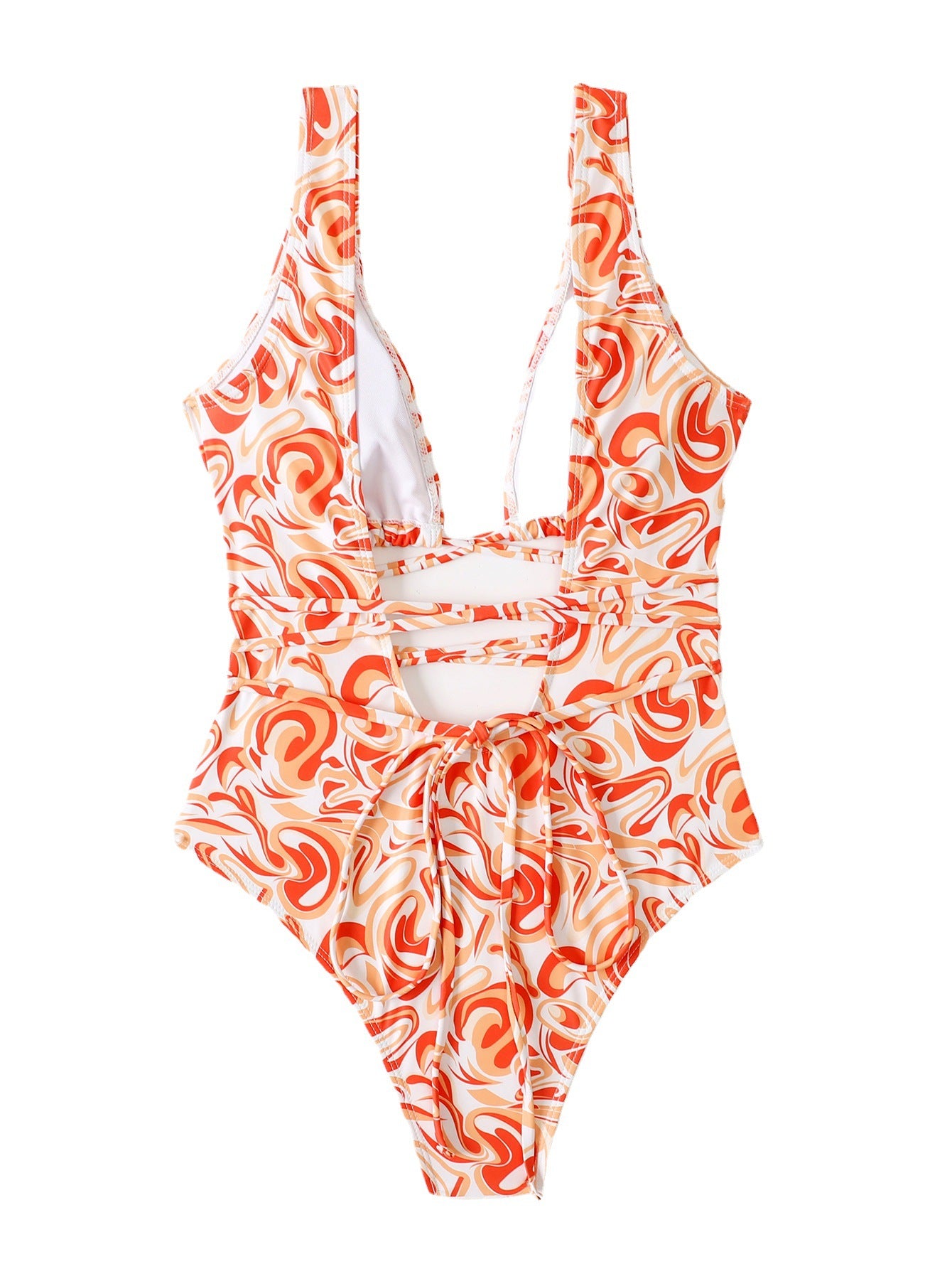 Orange Print Tight One-Piece Swimsuit | Women's Swimwear
