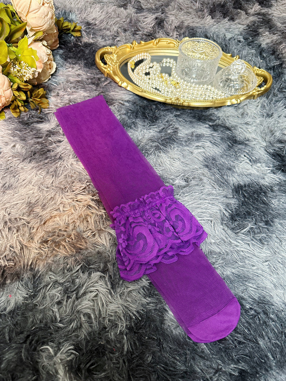 Purple Erotic Lingerie Set - Sexy Lace Pure Desire Hollow-out Open-crotch Panties Transparent Suit eprolo