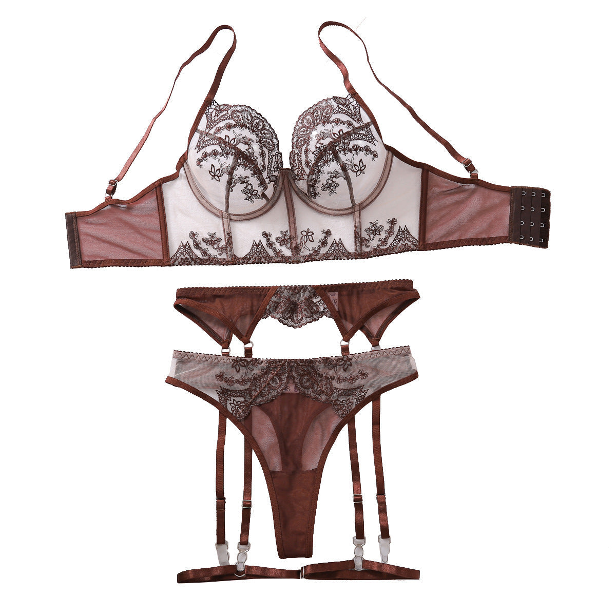 French sexy embroidery flower soft steel ring lace bra underwear set eprolo
