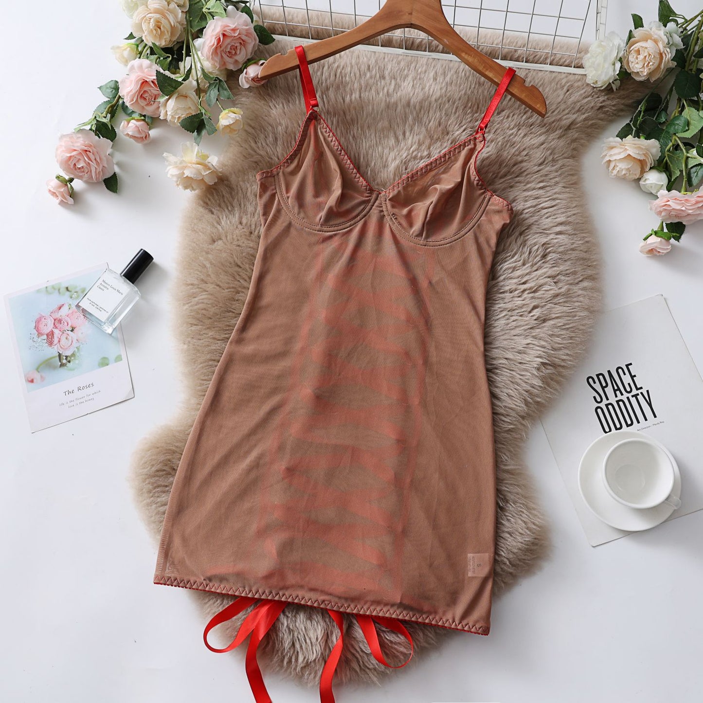 Sheer Mesh Strapless Bodysuit Lingerie – Transparent Lace Net Dress