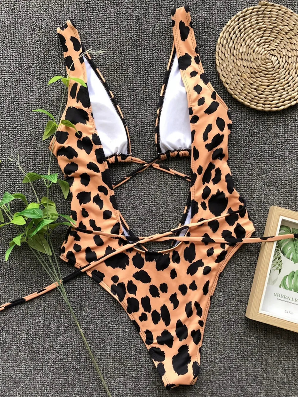 Snake Print Lace-Up Backless One-Piece Swimsuit | Women's Swimwear