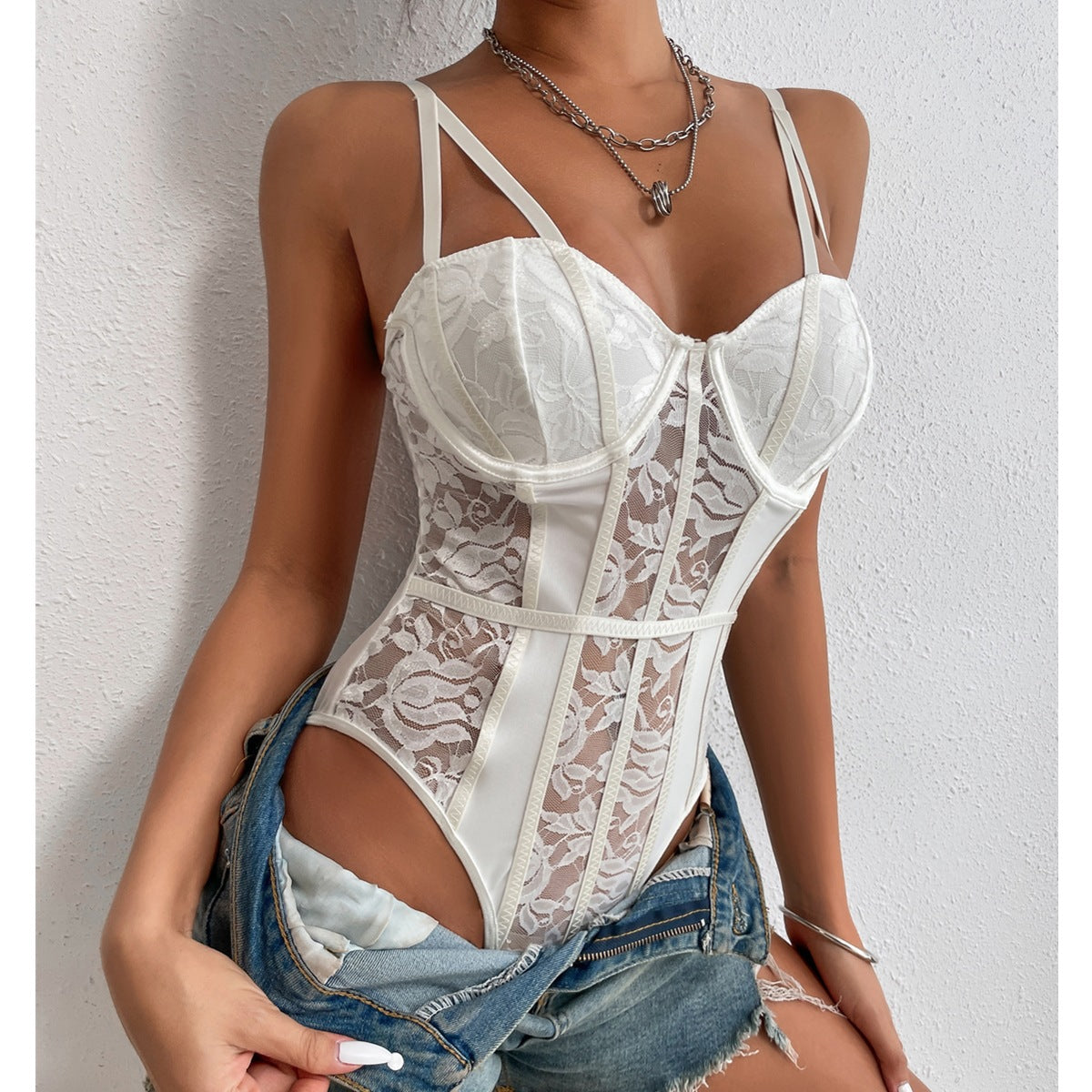 Women's Lace Splicing Jumpsuit – Sexy Unique Street Style Slim Fit Bodysuit