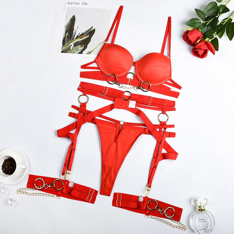 Women's Wear New Metal Punk Style Complex Craft Sexy Body Shaping Underwear Set eprolo