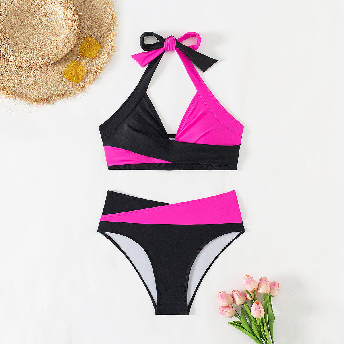 High-Waist Sexy Two-Piece Bikini Set | Women's Nylon Swimwear