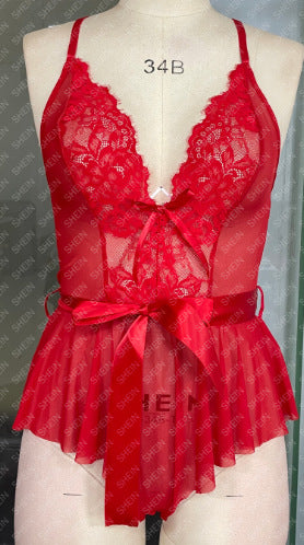 Shapewear Bow Lace Backless Sheer Sexy Lingerie Bodysuit eprolo
