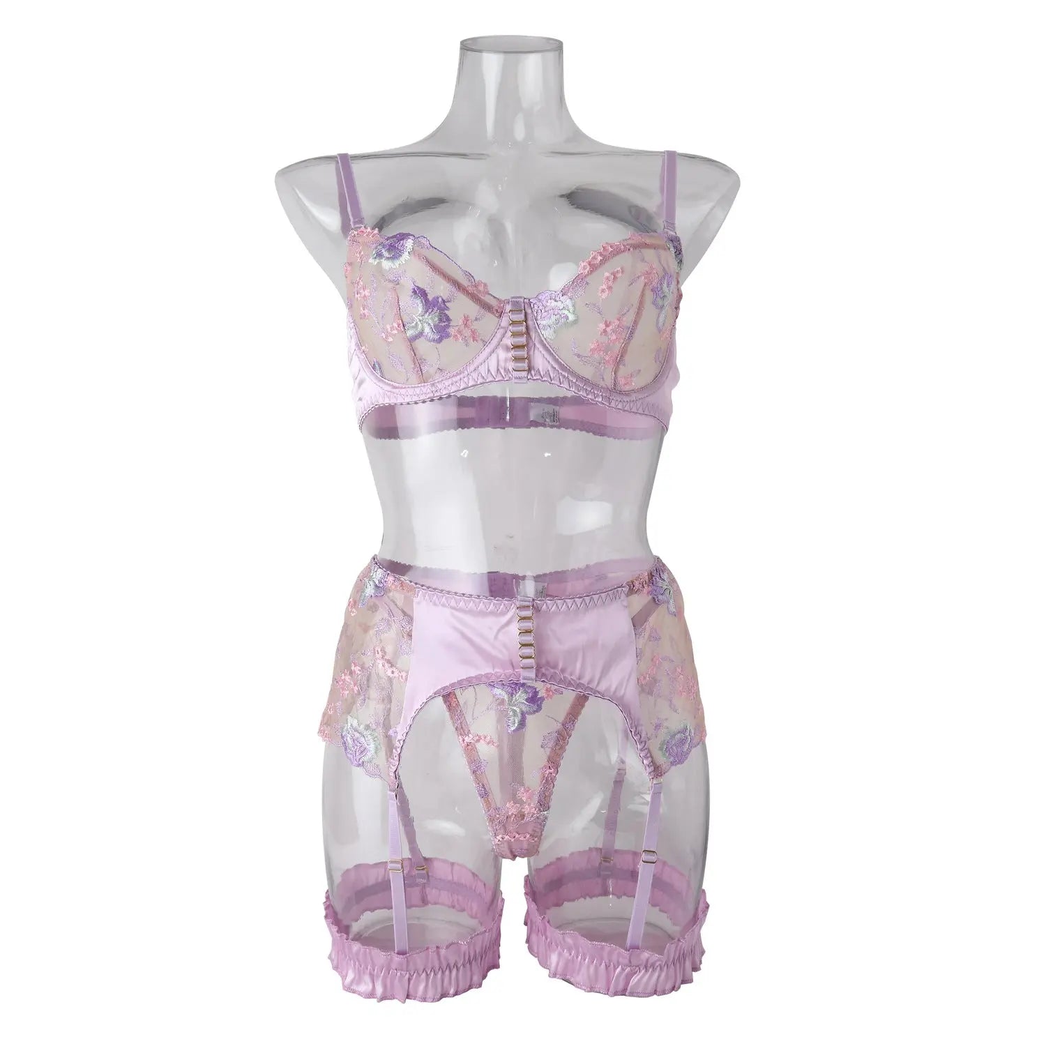 New hot selling lace perspective sexy lingerie set embroidered bra eprolo