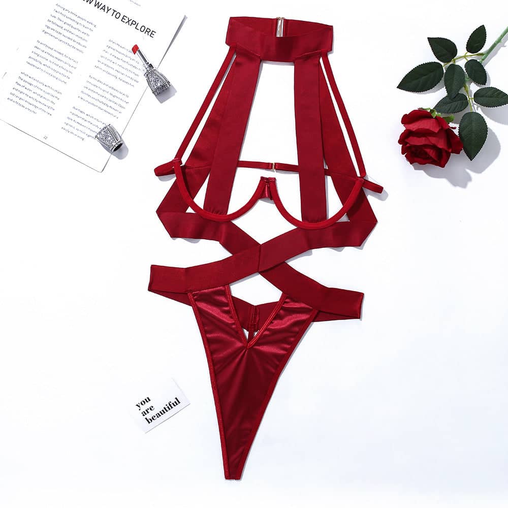 New   sexy women's rope and hollow hanging neck jumpsuit, sexy lingerie eprolo