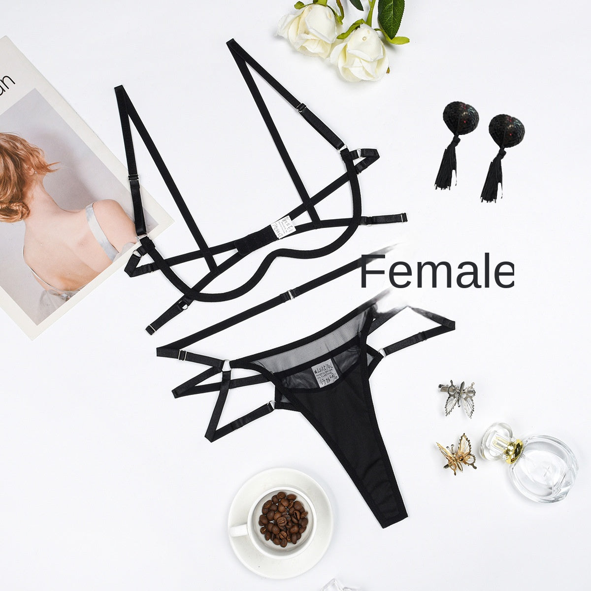 Women's Sexy Mesh 3-Piece Lingerie Set – Sheer Bra, Underwear & Erotic Intimate Suit