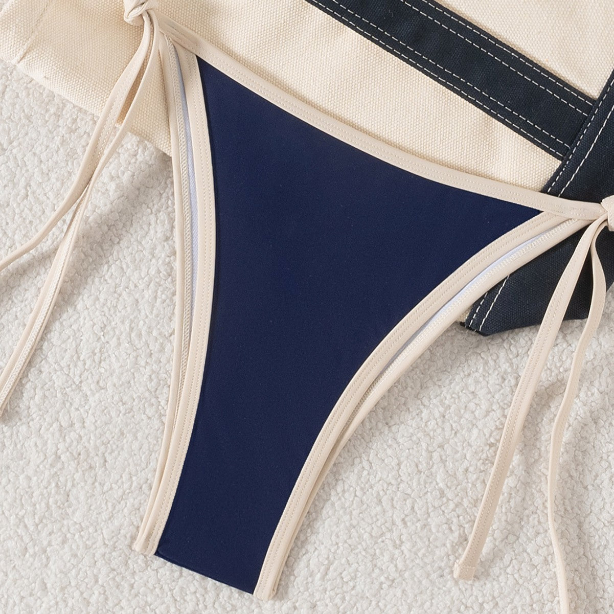 Swimwear Women Color Block Binding Strap Sexy Bikini Two-Piece Swimsuit eprolo