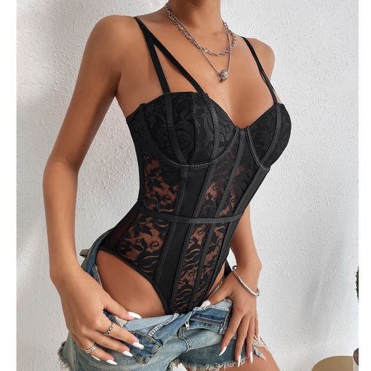 Women's Lace Splicing Jumpsuit – Sexy Unique Street Style Slim Fit Bodysuit
