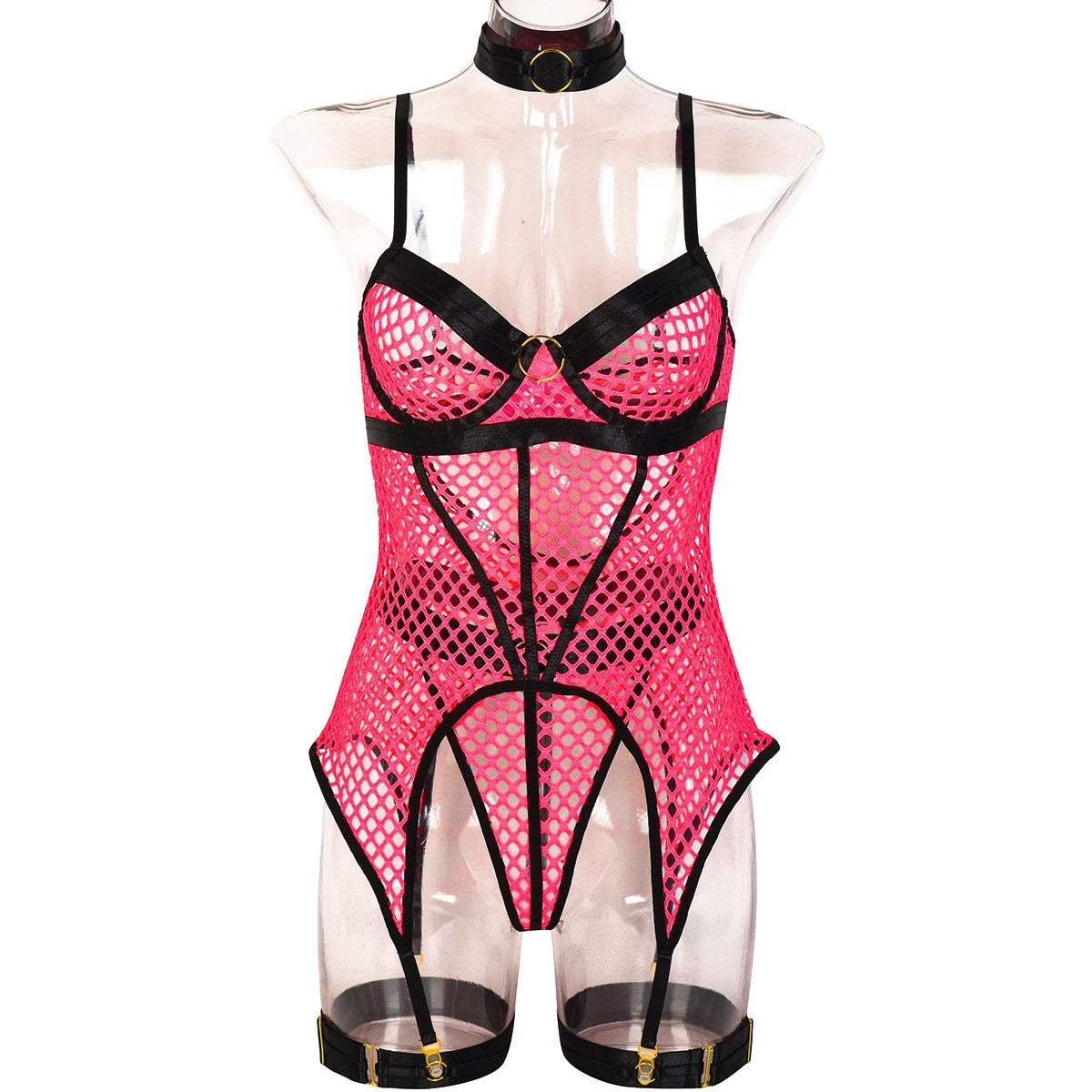 Fun Skirt 3 Piece Set of Quick Selling Popular Large Mesh Splice with Steel Ring Hanging Neck and Leg Ring Underwear 3367 eprolo