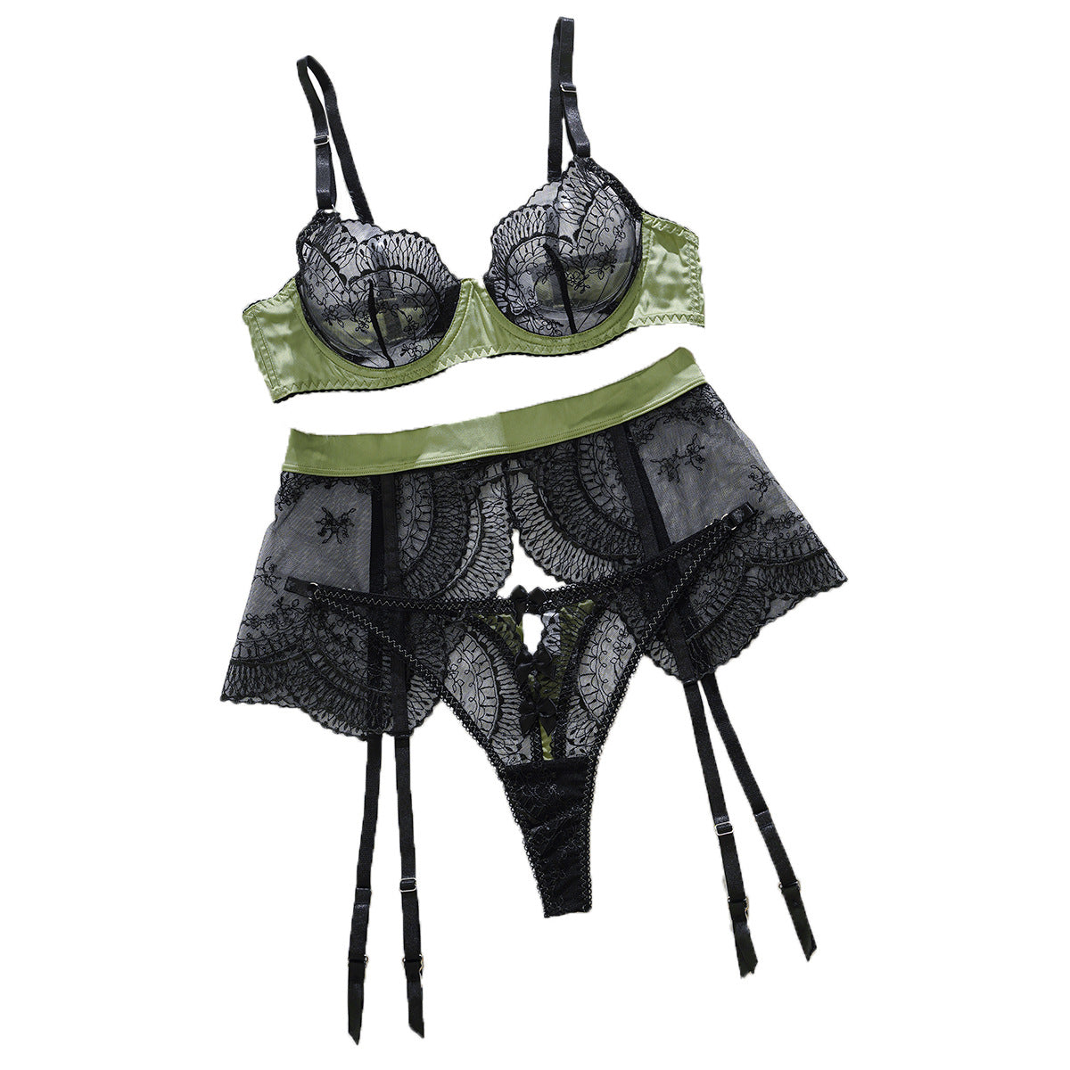 Color blocking splicing sexy bra set mesh transparent hollow out erotic lingerie three piece set eprolo