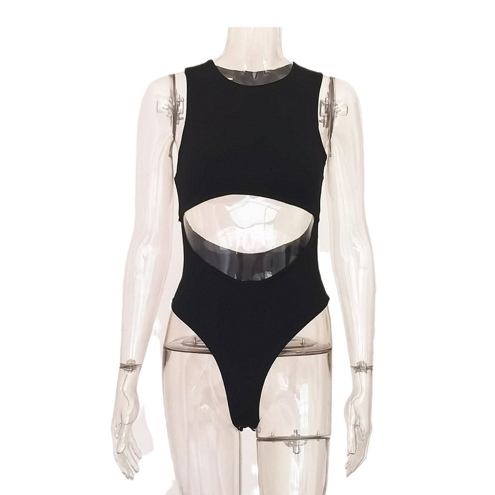 Eprolo sleeveless hollow-out navel-revealing sexy jumpsuit, form-fitting with cut-out details, ideal for trendy, bold fashion looks.