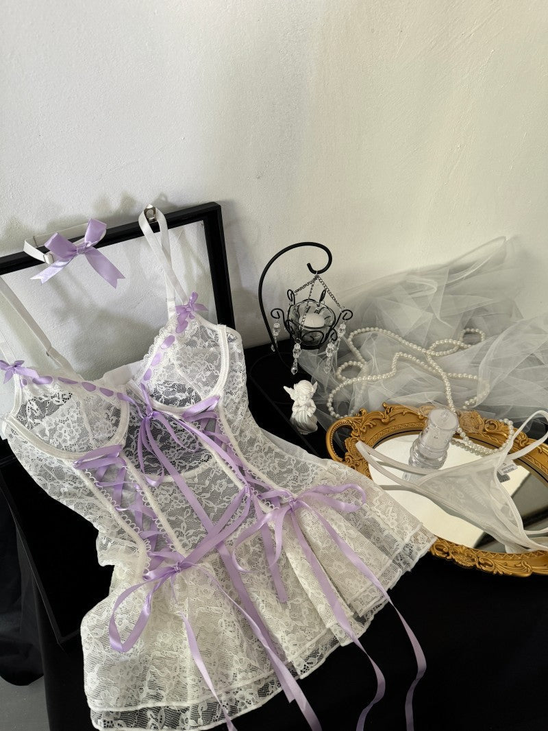 Seductive Sheer Mesh Bubble Skirt Set with Erotic Underwear - Kyla Lingerie eprolo