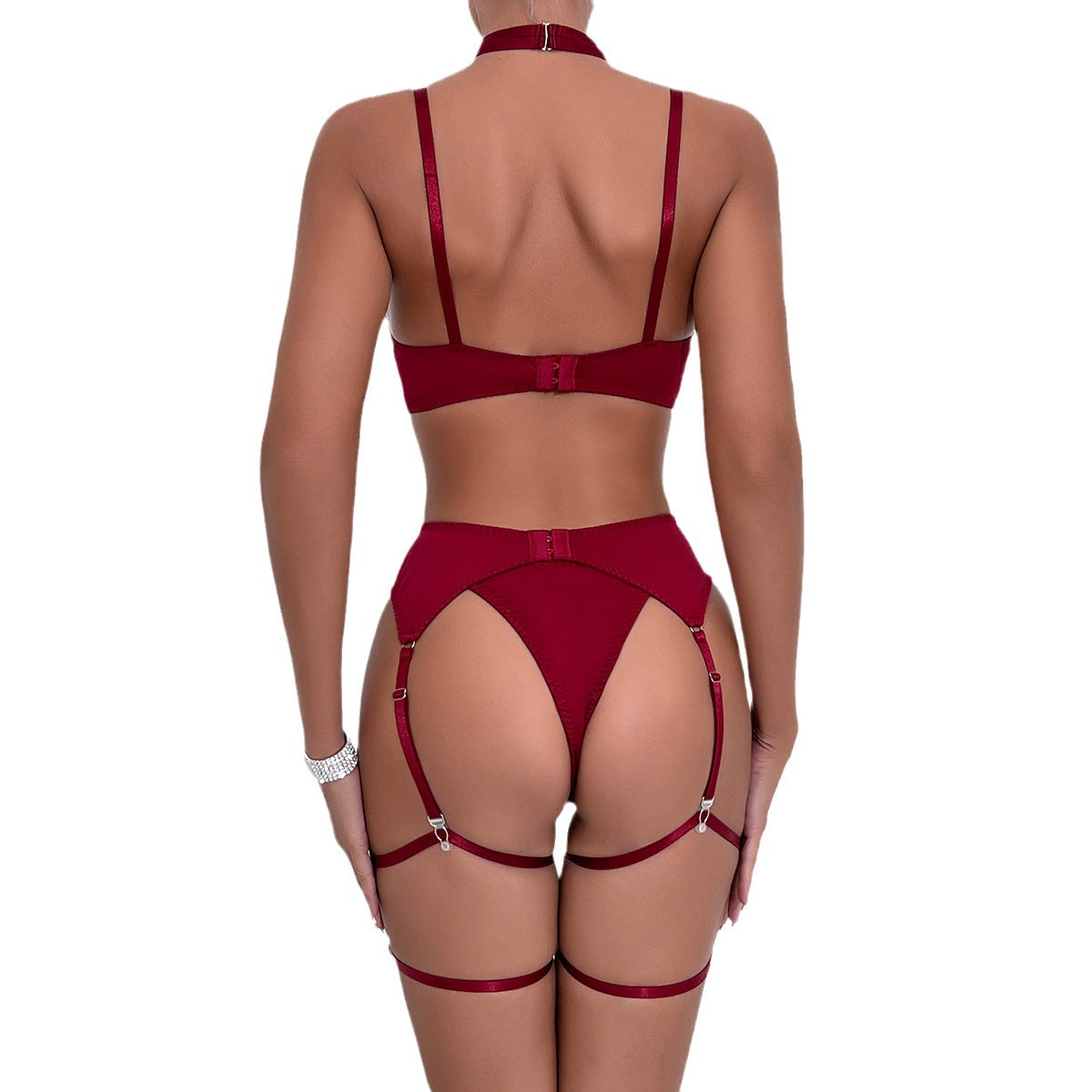 Wholesale Sexy Lingerie Set with Garter Belt Hollow Out Push-Up Four-Piece Set for Women eprolo