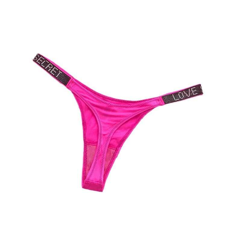 Sexy Low-rise T Pants Narrow Edge Water Diamond Underwear with Sports Sexy Hip Lift Thong Breathable Invisible Panties for Women eprolo
