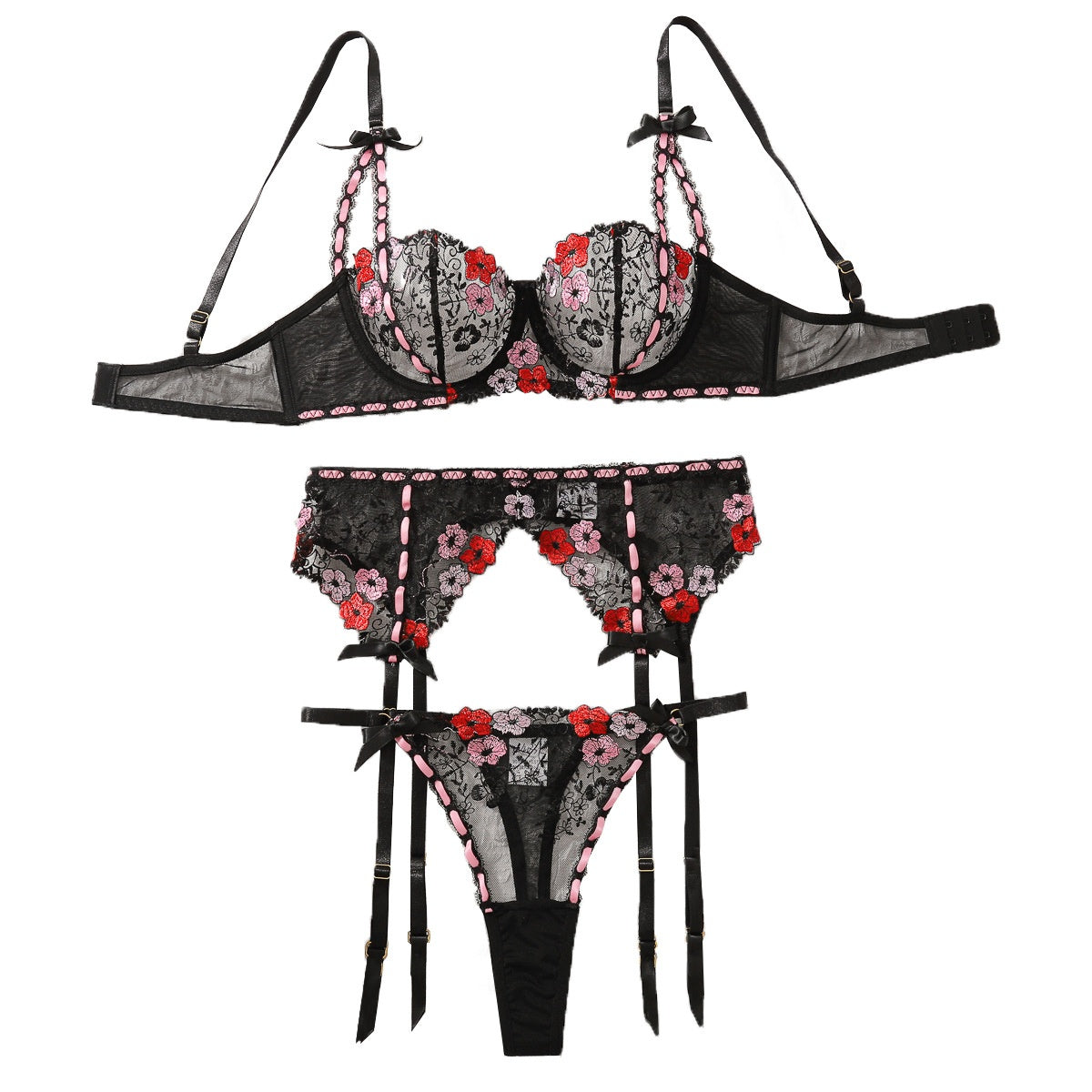 Sexy lingerie set with embroidered flowers eprolo