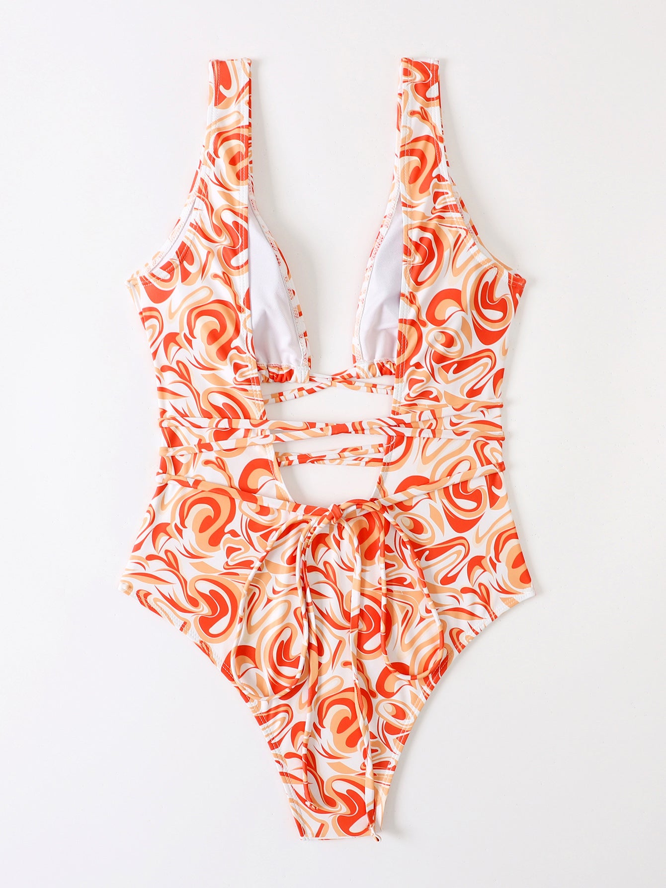Orange Print Tight One-Piece Swimsuit | Women's Swimwear