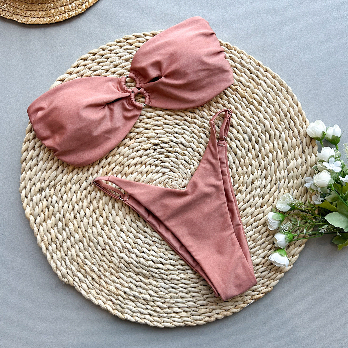 Triangle Bikini Padded Swimsuit | Women's Brown Nylon Swimwear