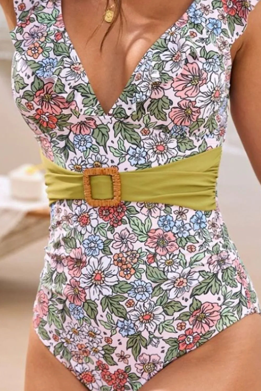 Ruffled One-Shoulder Belted One-Piece Swimsuit | Women's Swimwear